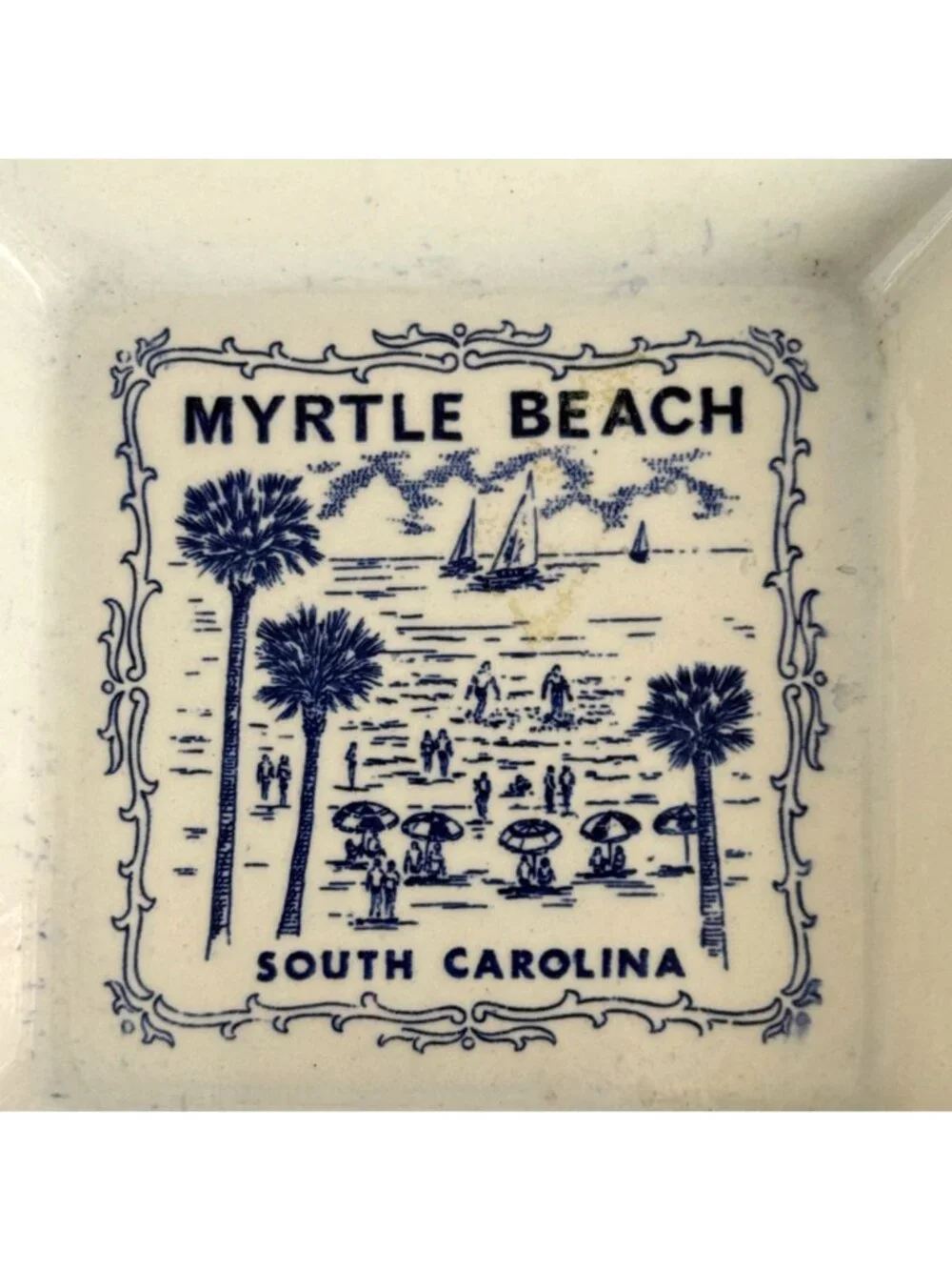 VTG Myrtle Beach‎ South Carolina Ceramic Souvenir Ashtray Cigarette Cigar Blue
